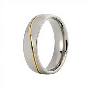 2026 Heißer Verkauf Titan-Band-Fingerring, Günstiger 6mm Titanring Hochzeit Gold Gerilltes Wellenmuster Hochglanzpolierter Herrenring - Product Image 1