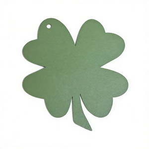 Cheap Wholesale Fancy Kawaii Green Four Leaf Clover Leather Bookmarks for Gifts