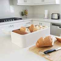 Boîte à pain vintage grande capacité en métal noir et blanc pour comptoir de cuisine et garde-manger