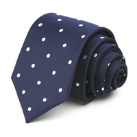 7cm mode cravates classique hommes point bleu marine affaires cravates Jacquard tissé Polyester hommes solide cravate à pois cou cravates
