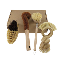 Mini brosse à récurer en bambou écologique Vegan Sisal Soies Pot en bois de bambou Brosse à laver la vaisselle de cuisine