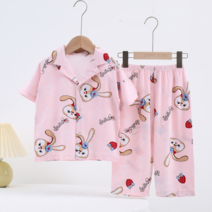 Simpatici pigiami e magliette stampati con motivo <span class=keywords><strong>animale</strong></span> in puro cotone vestiti estivi per neonati e bambine - Product Image 4