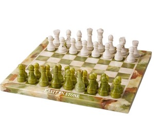 Juego de Ajedrez de Ágata de Piedra Oriental, Piezas de Piedra Talladas a Mano, Diseño de Tablero de Damas Verde y Blanco, Artículo Coleccionable de Arte - Product Image 1