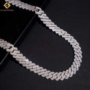 GRA Certified VVS Moissanite Figaro Chain <b>Necklace</b> 925 Silver Rhodium Plated Unisex Hip Hop <b>Statement</b> Jewelry <b>Necklace</b> for Men - Product Image 2