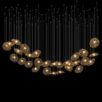 Lustre en verre doré de luxe, luminaire suspendu moderne à LED pour villa, escalier, hall d'hôtel