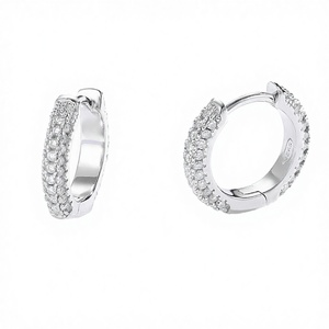 Pendientes de Aro Geométricos Brillantes de Plata de Ley 925 con Moissanita, Modernos, para Mujeres y Chicas, Uso Diario - Product Image 3