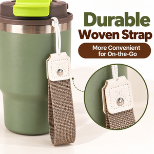 Portable 304 <b>Stainless</b> <b>Steel</b> Travel Coffee Tumbler Dual Drinking Lid Vacuum Insulated Car <b>Cup</b> with Strap - Product Image 2