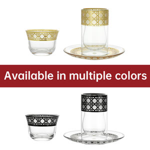 Commercio all'ingrosso riutilizzabile in <span class=keywords><strong>vetro</strong></span> arabica tazza di <span class=keywords><strong>caffè</strong></span> e <span class=keywords><strong>piattino</strong></span> da tè e <span class=keywords><strong>piattino</strong></span> set dipinti a mano in oro - Product Image 3