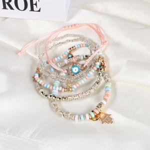 Pulseras de Moda con Cuentas, Amuleto de Ojo Turco Multicapa, Set de Joyería para Mujer y Hombre, Regalo, Estilo Bohemio, Pulsera Hecha a Mano, Accesorios Apilables - Product Image 2