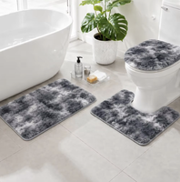 Ensemble de tapis de salle de bain en fourrure de lapin artificielle multicolores, trois pièces, tapis doux, antidérapant, pour la toilette, usage domestique