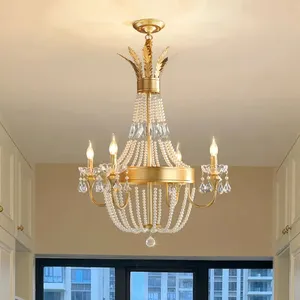 Hotel Villa Project Vintage Pendants Light Luxury Dining Room European Nordic Living Room French Crystal Chandelier