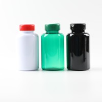 Bouteille en plastique PET verte de qualité alimentaire de 200 ml, bouteille pour pilules, médicaments, capsules nutritionnelles, emballage de vitamines, bouchon à rabat