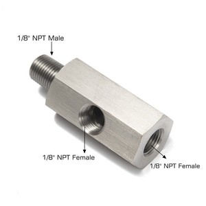 Bán Hot Cảm Biến Áp Suất Dầu Kết Nối Tee Để NPT Adapter Dây Cấp Nguồn Đồng Hồ Đo T Phụ Kiện Thép Không Gỉ Chất Lượng Cao - Product Image 5