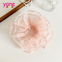 Ikat Rambut Mutiara Organza Jala Elegan-14CM Aksesoris Ikat Rambut Wanita