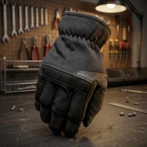 JNA GROUP Tactical Work <b>Gloves</b> Black PU Textured Fingertips Anti-Slip Abrasion Resistant Knit Wrist 7 oz <b>Silicone</b>-free - Product Image 4