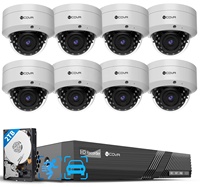 Système de caméra de sécurité PoE 4K avec audio, caméra IP dôme 8MP IK10 anti-vandalisme IP67 avec vision nocturne, NVR 4K 8 canaux avec disque dur 2 To