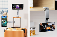 Support de téléphone pliable multifonctionnel pour mini-trépied Support de téléphone portable magnétique en aluminium à rotation de 360 degrés