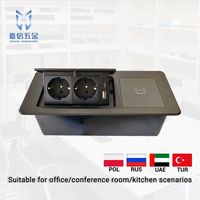 JiaXin 12A 220-240V Pop-Up Versteckte Tischsteckdose mit 2 Steckdosen 1 USB-A 1 USB-C Anschlüssen für Smart Home Gewerbliche Nutzung
