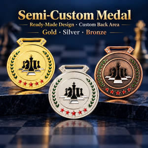 Medalla de Ajedrez Semipersonalizada de Aleación de Zinc de 70 mm con Impresión de Lámina Dorada en la Parte Posterior para Premios de Torneos OEM ODM - Product Image 1