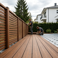 Planches de terrasse en composite WPC couleur teck, aspect bois, imperméables pour jardin, patio, balcon