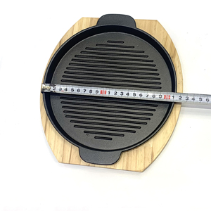 Mini sartén de hierro fundido ecológica de alta calidad, dos asas laterales, antiadherente, diseño moderno, parrilla coreana para barbacoa, bandeja de madera - Product Image 4