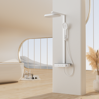 Robinet de douche thermostatique carré à poignée unique en laiton chromé/blanc/gris anthracite 420 mm avec barre coulissante et jet pluie doux – Meilleures ventes