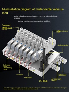 Vanne solénoïde pneumatique R/M SY5120/7120, ensemble de vanne intégré à raccordement inférieur contrôlé par bus, collecteur de vanne à 24 stations, 2 kg - Product Image 2