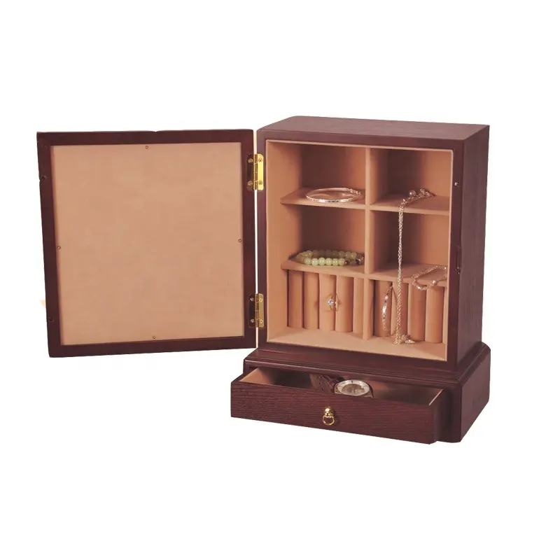 Boîte à bijoux en bois professionnelle personnalisée de vente directe d'usine de haute qualité pour le cadeau de fille de stockage de montre de bijoux