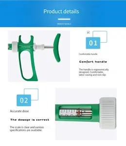 Jeringa ajustable de 0,1-0,5 ml para pollo, conejo, cerdo y oveja, vacunación continua para animales - Product Image 3