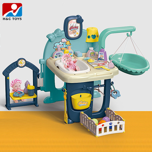 Juego de Juguetes de Simulación para el Cuidado del Bebé, Mesa de <span class=keywords><strong>Baño</strong></span> y Vestidor con <span class=keywords><strong>Hamaca</strong></span>, Cuna de Simulación, Mesa de Alimentación, 73 Piezas para Niños - Product Image 2