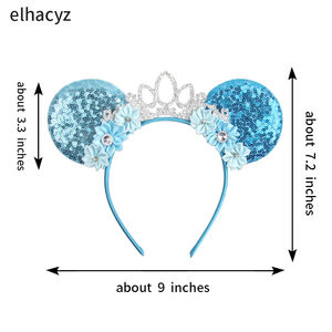 यूनिसेक्स प्यारा प्यारा ग्रीष्मकालीन पुष्प ग्लिटर क्राउन पुष्पनाथ हेयरबैंड माउस कान के लिए 4 रंग - Product Image 3