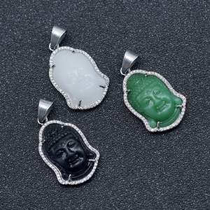 จี้พระอมิตาภะทรงเจ้าหญิงประดับหยกและเพชรซิคอนชุบทอง 18K <span class=keywords><strong>สร้อย</strong></span>คอ<span class=keywords><strong>พระ</strong></span>พุทธรูปสีดำ เครื่องรางนำโชคสำหรับผู้หญิงและผู้ชาย - Product Image 3