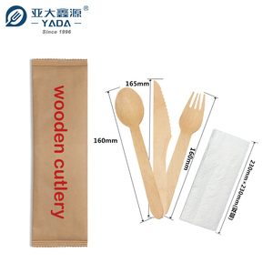 Yada Natural Biodegradable Disposable Custom Travel Wooden Cutlery Knife <strong>Fork</strong> <strong>Spoon</strong> Utensils Set - Product Image 2