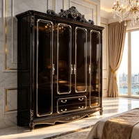Armoire de luxe européenne en bois massif, sculptée à la main, avec garniture dorée, grand placard de rangement, meuble de chambre de villa, vente en gros