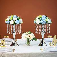 Supports de vases à fleurs en métal hauts, vases dorés pour centres de table, support de composition florale en cristal, centres de table de mariage