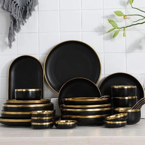 Ensemble de 9 pièces de vaisselle en céramique blanche de style nordique, vaisselle de table en porcelaine de luxe, bol à riz aspect pierre - Product Image 1