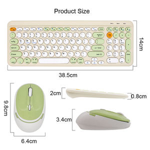 Cute Colorful Round Keys Retro Silent Compact Bt 2.4g High-end Scissor <b>Rechargeable</b> Keyboard and <b>Mouse</b> Combo - Product Image 6