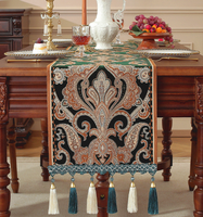 Chemin de table rétro en chenille jacquard noir imperméable et résistant à l'usure Summer Anne's