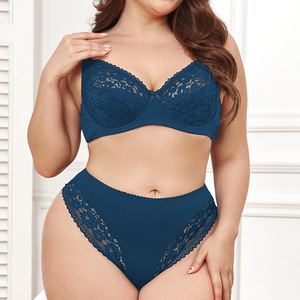 Plus size kant en kant-versierde naadloze bh lingerie set - Product Image 3