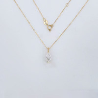 18K Gelbgold Labor-Gezüchteter Diamant-Anhänger Halskette Minimalistischer Marquise-Schliff Verstellbare Damen Feiner Schmuck Modische Halsketten Charm