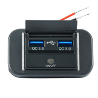 Chargeur de voiture à montage sur panneau avec double charge rapide PD QC3.0, contrôle par interrupteur, prise USB 5V, DC 12V 24V