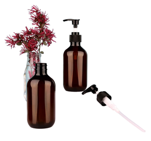 Bouteille de shampoing en plastique PET transparente vert ambré personnalisée de 100ml 200ml 300ml 400ml 500ml bouteille d'huile capillaire avec pompe à lotion - Product Image 5