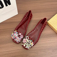 Sandales d'été pour femmes, style coréen, en PVC, décontractées, à bout carré, à bout ouvert, à motifs mignons, perforées