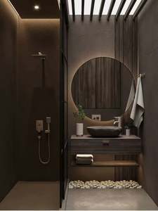 Italian Minimalist Style High-end Customized Design Matte Single <b>Vanity</b> Bathroom <b>with</b> Large <b>Mirror</b> - Product Image 3