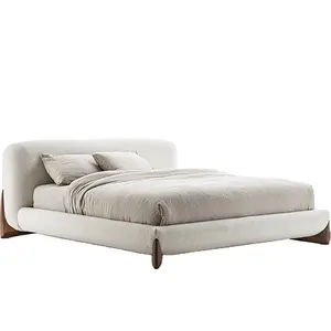 Factory Direct Sales Nordic Style Lamb Flannelette Art Bed Bedroom Furniture Italian Luxury Modern King Size Bedroom Set