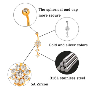 HENGSEN Best seller gioielli di moda per il <span class=keywords><strong>Piercing</strong></span> del corpo in acciaio chirurgico zircone ventre anelli con pendente a <span class=keywords><strong>farfalla</strong></span> <span class=keywords><strong>Piercing</strong></span> all'<span class=keywords><strong>ombelico</strong></span> - Product Image 3