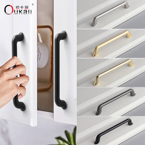 Oukali Wholesale <strong>Modern</strong> Simple Furniture Cabinet Handle Kitchen <strong>Drawer</strong> Cupboard Zinc <strong>Black</strong> 128mm Pulls Handles - Product Image 3