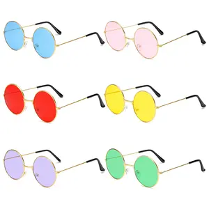<span class=keywords><strong>Gafas</strong></span> de sol redondas de estilo Hippie para mujer, anteojos de sol femeninos de color rosa, morado y azul, estilo Hipster - Product Image 1