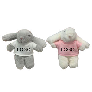 دمية أرنب عيد الفصح محشوة مخصصة من سونغشان تويز، قلادة حقيبة ظهر، قميص بشعار قماشي، لعبة أرنب ناعمة محشوة، سلسلة مفاتيح كهدية للأطفال - Product Image 2