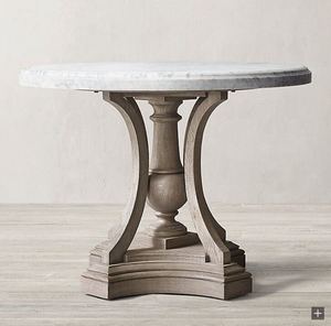 RH American Style Retro <strong>Oak</strong> Marble Round Dining <strong>Table</strong> French Style Carved 8-Person <strong>Small</strong> Apartment Chair Set - Product Image 4